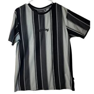 VARIOUS ARTISTS Mens Short Sleeve Shirt Size M Gray Blue Stripe LEGENDARY